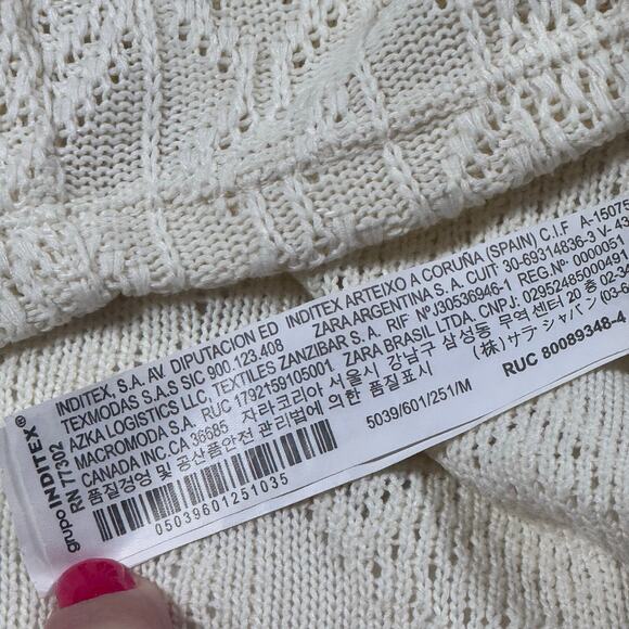 Zara Knit Ivory Scalloped Neck Top Size M - Picture 6 of 6